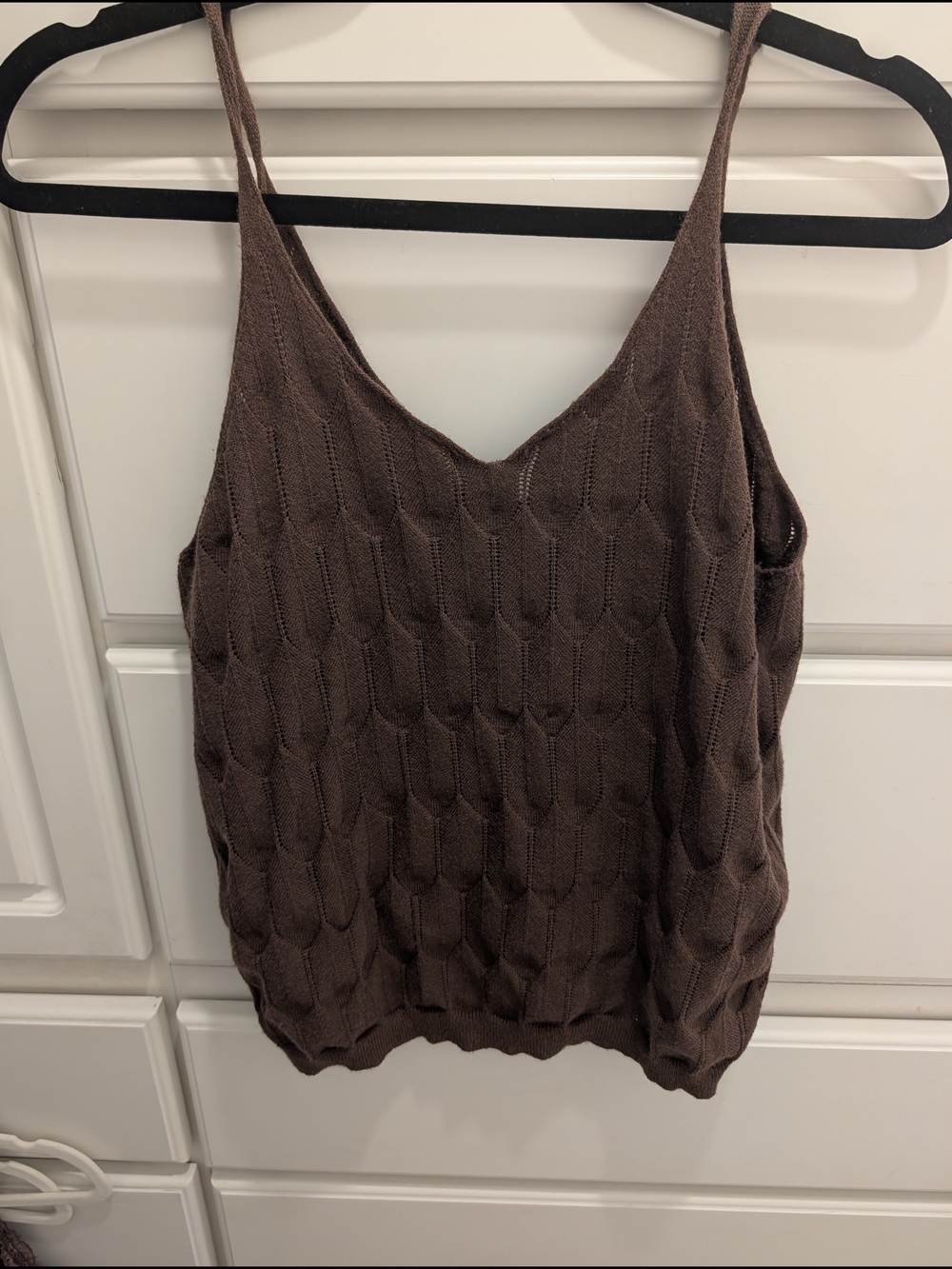 SHEIN Brown Knit V-Neck Cable Tank Top